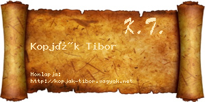 Kopják Tibor névjegykártya